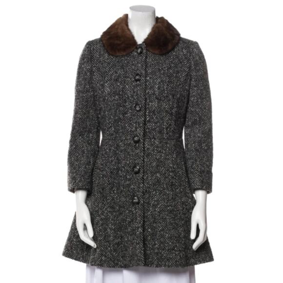 DOLCE & GABBANA Virgin Wool Tweed Pattern Fur Coat - Picture 1 of 3